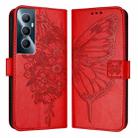 For Realme C65 4G Global Embossed Butterfly Leather Phone Case(Red) - 1