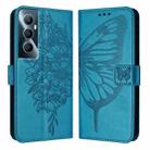 For Realme C65 4G Global Embossed Butterfly Leather Phone Case(Blue) - 1