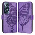 For Realme C65 4G Global Embossed Butterfly Leather Phone Case(Light Purple) - 1