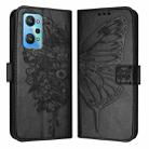 For Realme GT Neo 3T Embossed Butterfly Leather Phone Case(Black) - 1