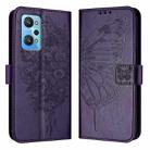 For Realme GT Neo 3T Embossed Butterfly Leather Phone Case(Dark Purple) - 1