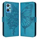 For Realme GT Neo 3T Embossed Butterfly Leather Phone Case(Blue) - 1