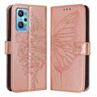 For Realme GT Neo 3T Embossed Butterfly Leather Phone Case(Rose Gold) - 1