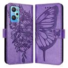 For Realme GT Neo 3T Embossed Butterfly Leather Phone Case(Light Purple) - 1