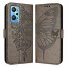 For Realme GT Neo 3T Embossed Butterfly Leather Phone Case(Grey) - 1