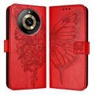 For Realme Narzo 60 Pro Global Embossed Butterfly Leather Phone Case(Red) - 1