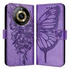 For Realme Narzo 60 Pro Global Embossed Butterfly Leather Phone Case(Light Purple) - 1