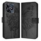 For Realme Note 50 4G Global / C51 4G Embossed Butterfly Leather Phone Case(Black) - 1