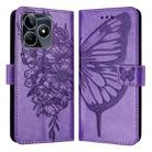 For Realme Note 50 4G Global / C51 4G Embossed Butterfly Leather Phone Case(Light Purple) - 1