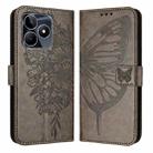 For Realme Note 50 4G Global / C51 4G Embossed Butterfly Leather Phone Case(Grey) - 1