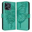 For Realme C53 India/Narzo N53 4G Global Embossed Butterfly Leather Phone Case(Green) - 1