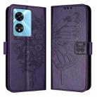 For Realme V23 / Narzo 50 5G Embossed Butterfly Leather Phone Case(Dark Purple) - 1