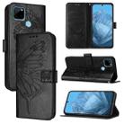 For Realme C21Y Embossed Butterfly Leather Phone Case(Black) - 1