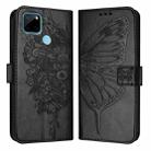 For Realme C21Y Embossed Butterfly Leather Phone Case(Black) - 2