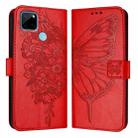 For Realme C21Y Embossed Butterfly Leather Phone Case(Red) - 2