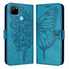 For Realme C21Y Embossed Butterfly Leather Phone Case(Blue) - 2