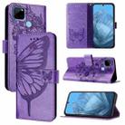 For Realme C21Y Embossed Butterfly Leather Phone Case(Light Purple) - 1