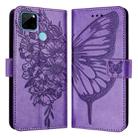 For Realme C21Y Embossed Butterfly Leather Phone Case(Light Purple) - 2