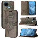 For Realme C21Y Embossed Butterfly Leather Phone Case(Grey) - 1