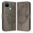 For Realme C21Y Embossed Butterfly Leather Phone Case(Grey) - 2