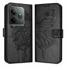 For Realme GT 6 5G Global Embossed Butterfly Leather Phone Case(Black) - 3