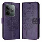 For Realme GT 6 5G Global Embossed Butterfly Leather Phone Case(Dark Purple) - 3