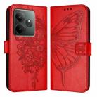 For Realme GT 6 5G Global Embossed Butterfly Leather Phone Case(Red) - 3