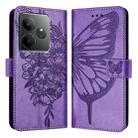 For Realme GT 6 5G Global Embossed Butterfly Leather Phone Case(Light Purple) - 3