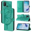 For Realme C17 / 7i Embossed Butterfly Leather Phone Case(Green) - 1