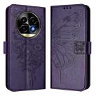 For Realme 13 Pro / 13 Pro+ 5G Embossed Butterfly Leather Phone Case(Dark Purple) - 2