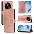 For Realme 13 Pro / 13 Pro+ 5G Embossed Butterfly Leather Phone Case(Rose Gold) - 1