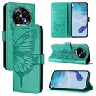 For Realme 13 Pro / 13 Pro+ 5G Embossed Butterfly Leather Phone Case(Green) - 1