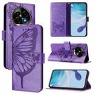 For Realme 13 Pro / 13 Pro+ 5G Embossed Butterfly Leather Phone Case(Light Purple) - 1