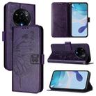 For Realme 14 Pro Embossed Butterfly Leather Phone Case(Dark Purple) - 1
