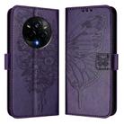 For Realme 14 Pro Embossed Butterfly Leather Phone Case(Dark Purple) - 2