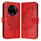 For Realme 14 Pro Embossed Butterfly Leather Phone Case(Red) - 2