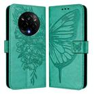 For Realme 14 Pro Embossed Butterfly Leather Phone Case(Green) - 2
