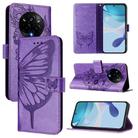 For Realme 14 Pro Embossed Butterfly Leather Phone Case(Light Purple) - 1