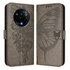 For Realme 14 Pro Embossed Butterfly Leather Phone Case(Grey) - 2