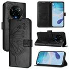 For Realme 14 Pro+ Embossed Butterfly Leather Phone Case(Black) - 1