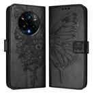 For Realme 14 Pro+ Embossed Butterfly Leather Phone Case(Black) - 2