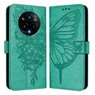 For Realme 14 Pro+ Embossed Butterfly Leather Phone Case(Green) - 2