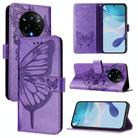 For Realme 14 Pro+ Embossed Butterfly Leather Phone Case(Light Purple) - 1