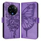For Realme 14 Pro+ Embossed Butterfly Leather Phone Case(Light Purple) - 2