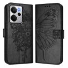 For Realme 14 5G Global / P3 5G India Embossed Butterfly Leather Phone Case(Black) - 2