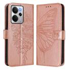 For Realme 14 5G Global / P3 5G India Embossed Butterfly Leather Phone Case(Rose Gold) - 2