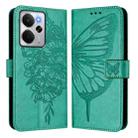For Realme 14 5G Global / P3 5G India Embossed Butterfly Leather Phone Case(Green) - 2