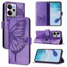 For Realme 14 5G Global / P3 5G India Embossed Butterfly Leather Phone Case(Light Purple) - 1