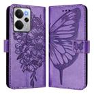For Realme 14 5G Global / P3 5G India Embossed Butterfly Leather Phone Case(Light Purple) - 2