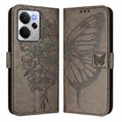 For Realme 14 5G Global / P3 5G India Embossed Butterfly Leather Phone Case(Grey) - 2